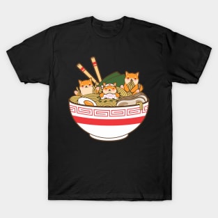 Kawaii Japanese Anime Soup Bowl Otaku Fan Cute Corgi Ramen T-Shirt